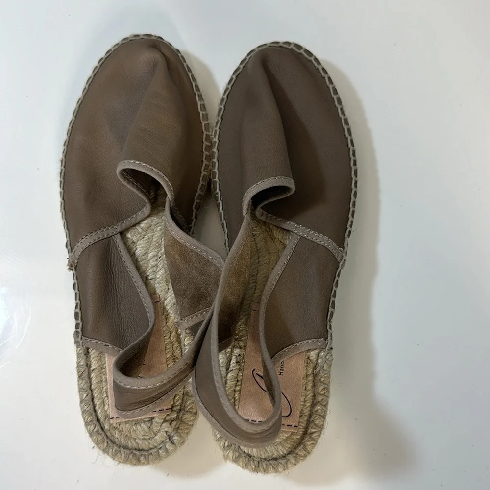 Anthropologie Gaimo Leather Slingback Espadrille Sandals Size 36(5.5)